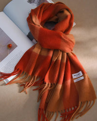Plaid Wool Fringe Scarf