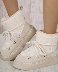 Lace-Up Flannel Mid-Calf Snow Boots