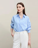 Loose-Fitting Casual Striped Embroidered Shirt