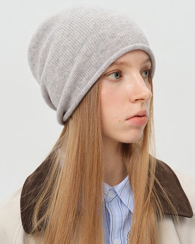 Rolled-Edge Wool Slouch Beanie