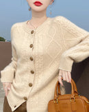 Thick Merino Wool Crewneck Cardigan