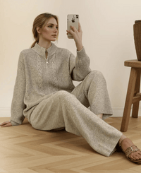 O Neck Sweater & Wide Leg Pants TrackSuit