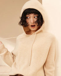 Cashmere Knitted Long-Sleeved Hooded Pullover