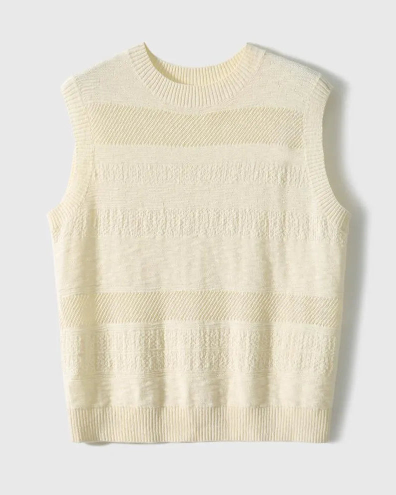 Sleeveless Crewneck Wool Knit Top