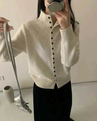 Comfortable Stand-Collar Single-Breasted Sweater