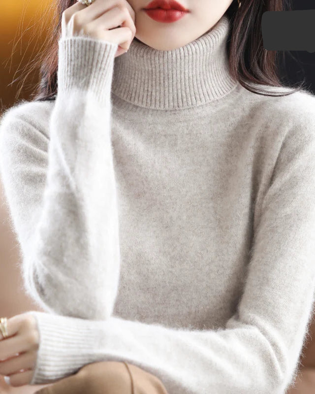 Plush Mink Cashmere Turtleneck Sweater