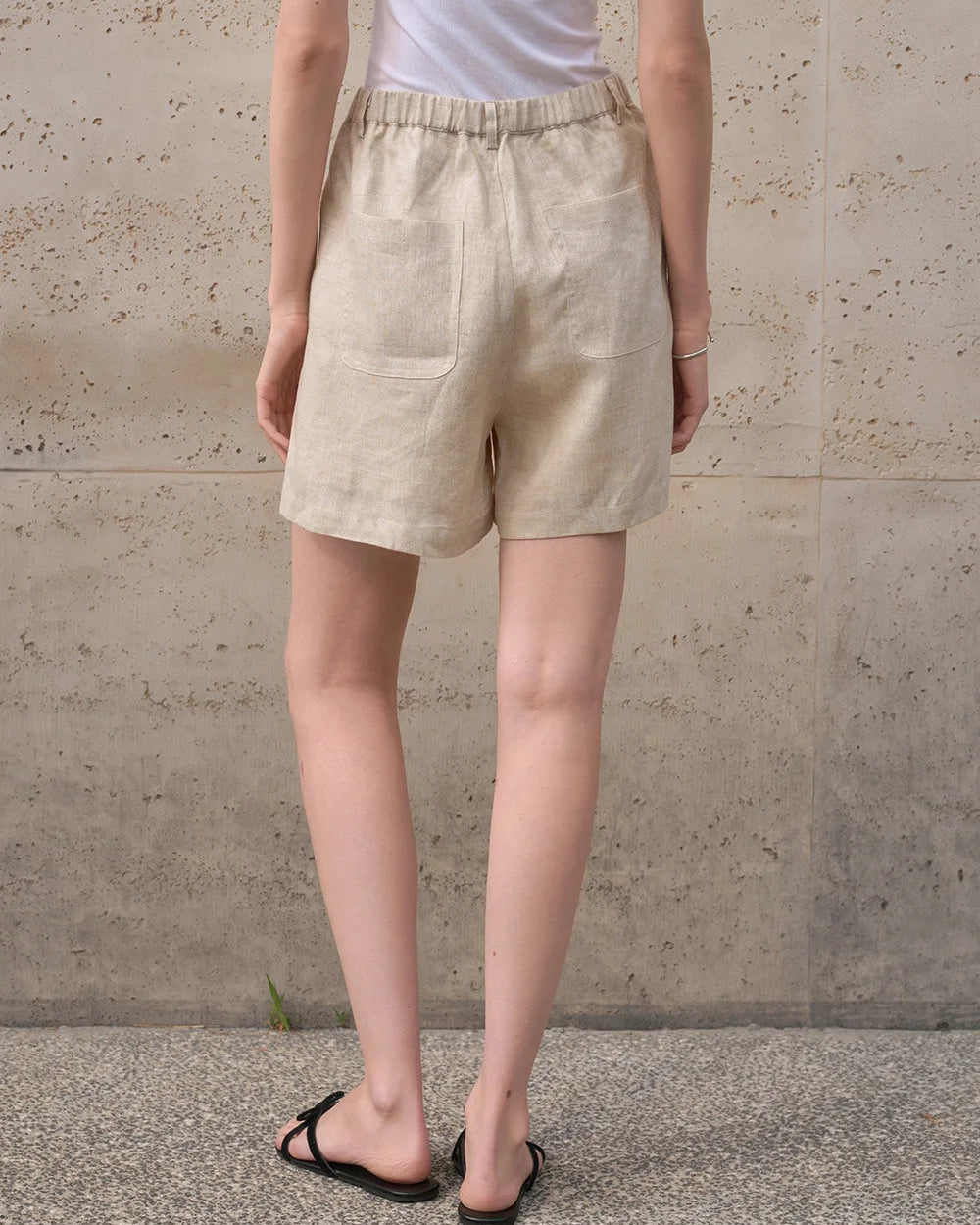 High-Waisted Casual Linen Shorts