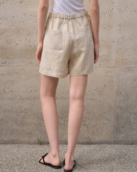 High-Waisted Casual Linen Shorts