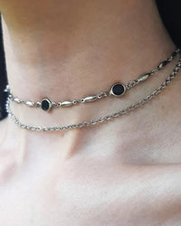 Gothic Black Crystal Double-Layer Circle Necklace