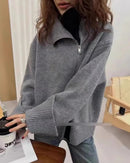 Cashmere Turtleneck Zip-Front Cardigan