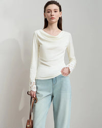 Simple Solid Color Asymmetrical Neckline Top