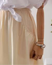 Twill Midi Skirt With Pockets And Pleats