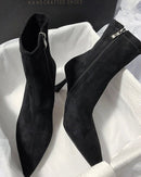 Stylish Pointed-Toe Side Zipper Sock Boots