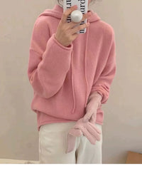 Solid Cashmere Knitted Hoodie