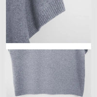 V-Neck Short Sleeve Wool Pullover Top
