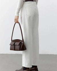 High-Waist Cotton Straight-Leg Jeans