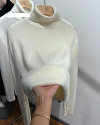 Thick Velvet-Lined Turtleneck Pullover