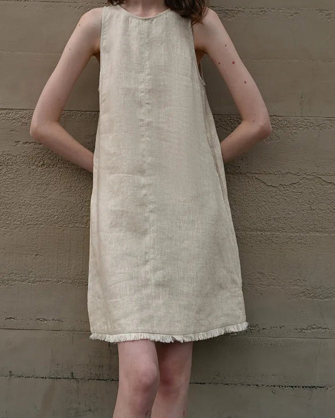 Casual Round Neck Sleeveless A-Line Tassel Dress