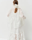 Lace-Trim Bow Lyocell Blouse