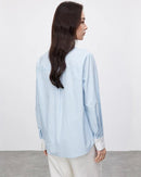 Striped Straight-Cut Long-Sleeved Shirt With Pockets