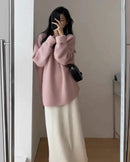 Cashmere Round-Neck Long Split-Hem Pullover
