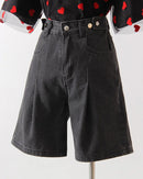 Relaxed Wide Leg High Rise Jean Shorts
