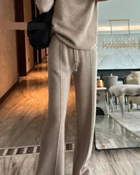 Cotton Wool Wide-Leg Knit Pants
