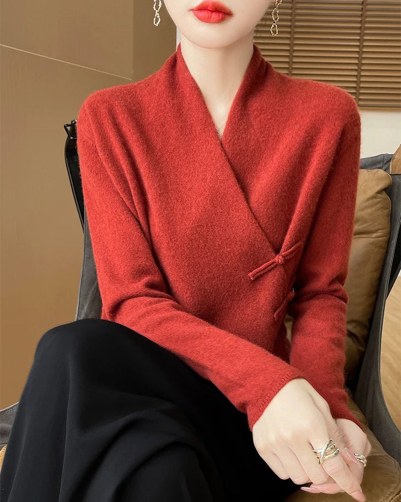 Loose And Soft V-Neck Wool Knit Cardigan