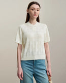 Button-Down Collar Openwork Shirt