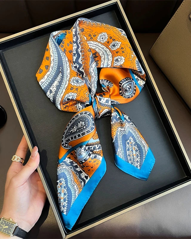 Multifunction Paisley Square Silk Scarf