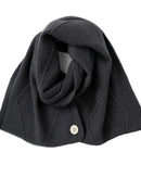 Merino Wool Jacquard Twist Button Neck Scarf