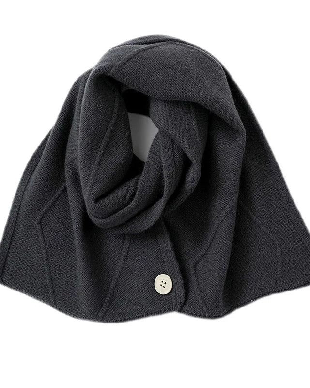Merino Wool Jacquard Twist Button Neck Scarf