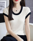 Round Neck Slim Fit Sleeveless Knit Top
