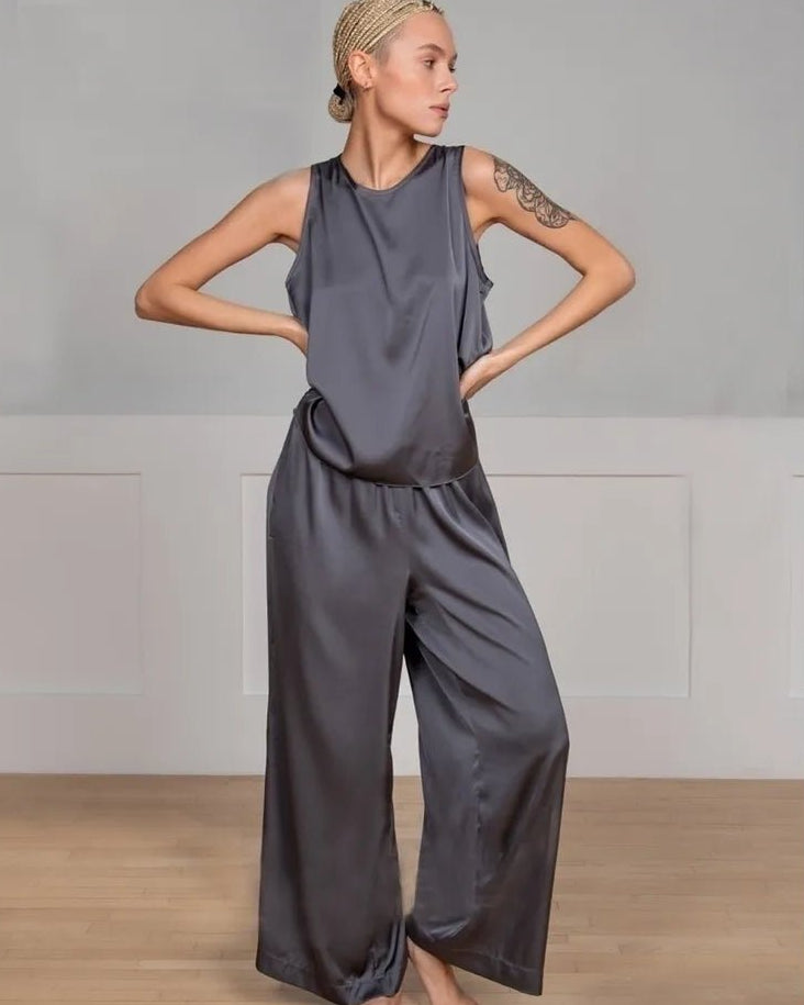 Crossed Back Vest & Loose Trousers Pajama Set