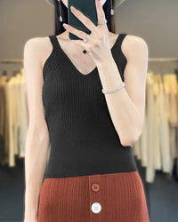 Slim Fit Merino Wool Sleeveless Knit Top