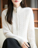 Wool & Cashmere Cable Knit Zipper Sweater