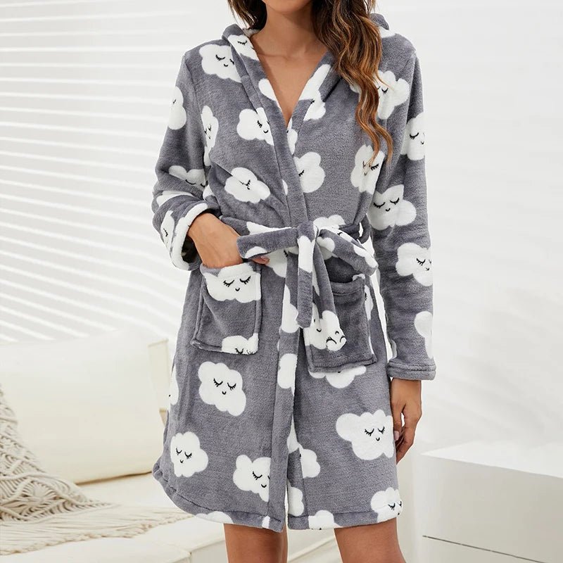 Flannel Hooded Pajamas Robe