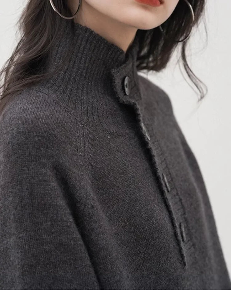 Cashmere Turtleneck Loose Knit Maxi Dress