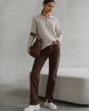 Casual Lapel Zipper Pullover Sweater