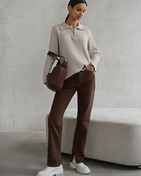 Casual Lapel Zipper Pullover Sweater