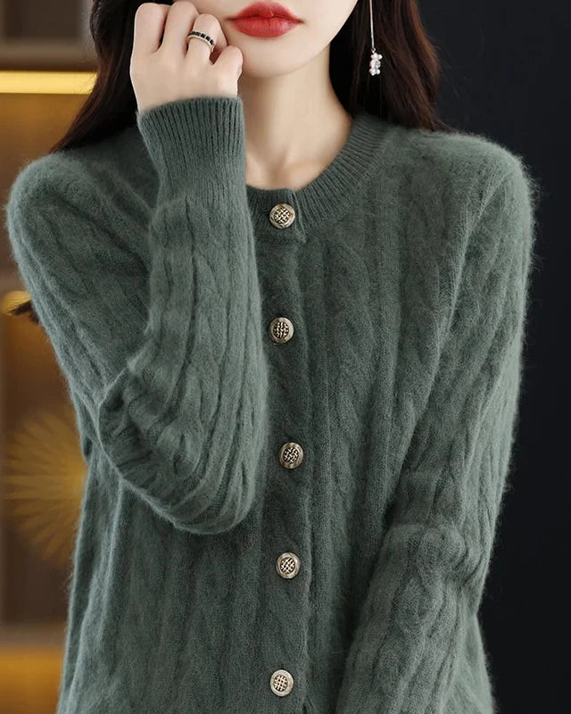 Mink Cashmere Cable Knit Cardigan