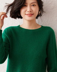 Crew Neck Long-Sleeved Cashmere Knit Sweater