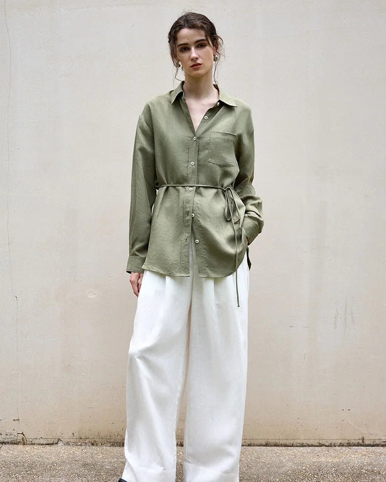 Elegant Lapel Single-Breasted Ol Shirt