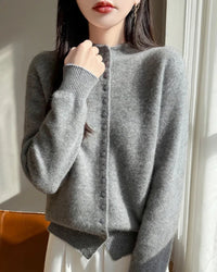Mock Neck Merino Wool Cardigan