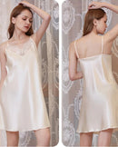 Lace-Trim Satin Mini Slip Nightgown