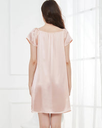 Mulberry Silk Flutter-Sleeve Mini Nightgown