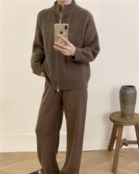 O Neck Sweater & Wide Leg Pants TrackSuit