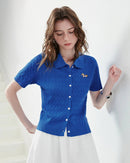 Ice Silk Cable Knit Polo Top