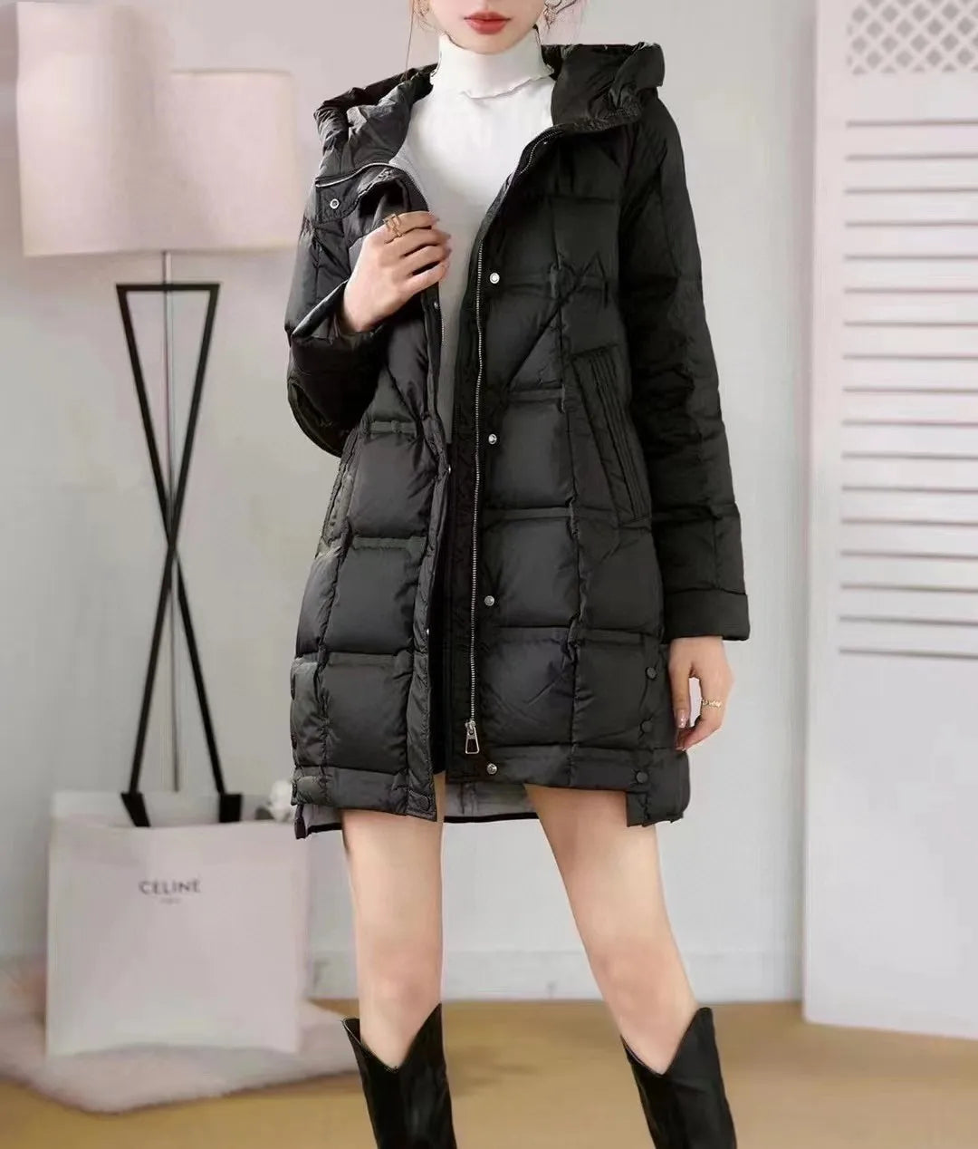 Hooded Long White Duck Down Coat