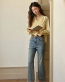 Hand-Sewn Rose Lantern-Sleeve Shirt
